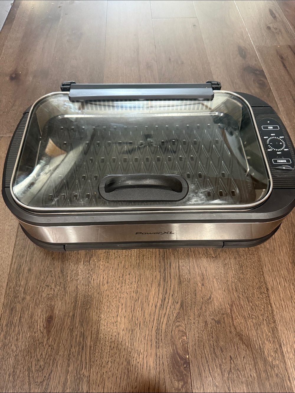 PowerXL Electric Grill with Glass Lid - Stainless Steel & Black